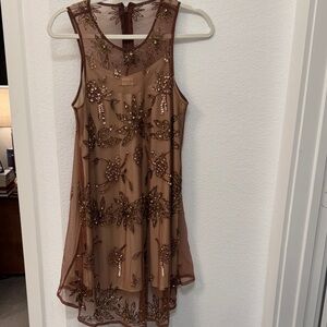 Altar'd State Cream and Brown Dress